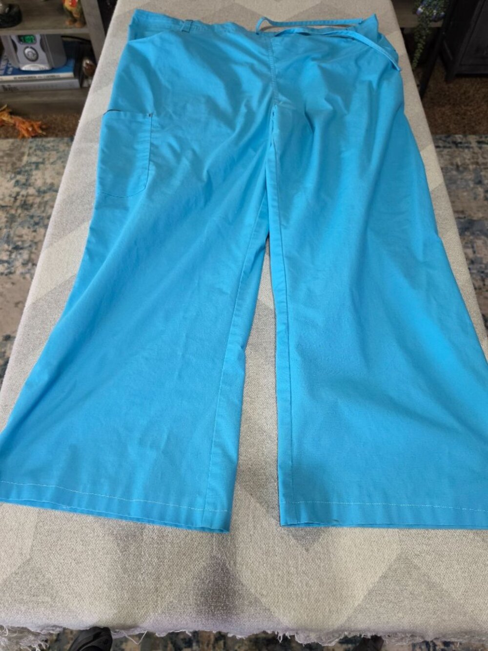Blue Cotton Elastic Drawstring Pants With Pockets Lightweight & Comfortable Fit